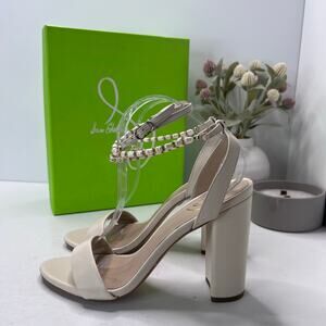 Sam Edelman Yanelli Leather Beaded Ankle Wrap Heels Ivory Women 10M Tried On